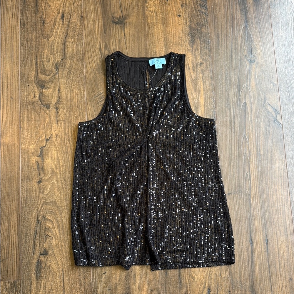 CeCe Black Sequin Tank Top